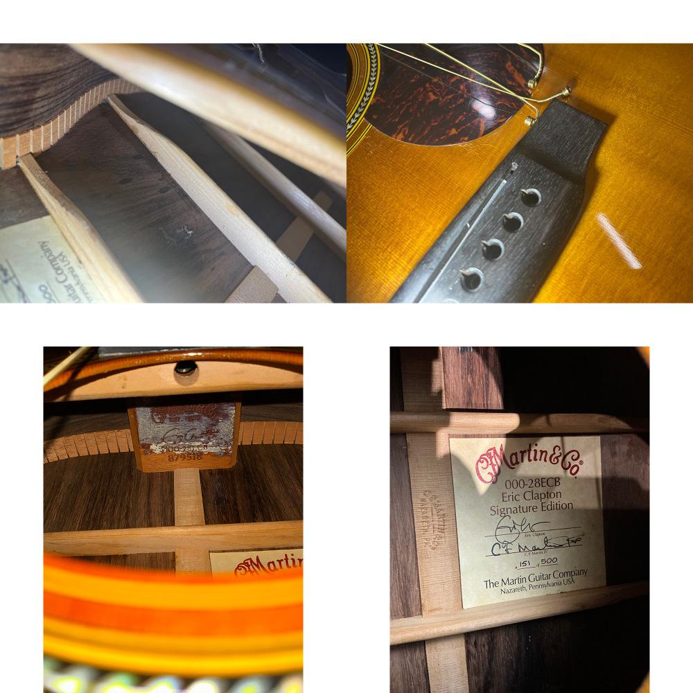 【中古】 アコースティックギター MARTIN OOO-28ECB 151 of 500 2002年製 Eric Clapton Signature Model ハカランダバック＆サイド 000-28ECB マーチン エリック・クラプトン ボディ内部