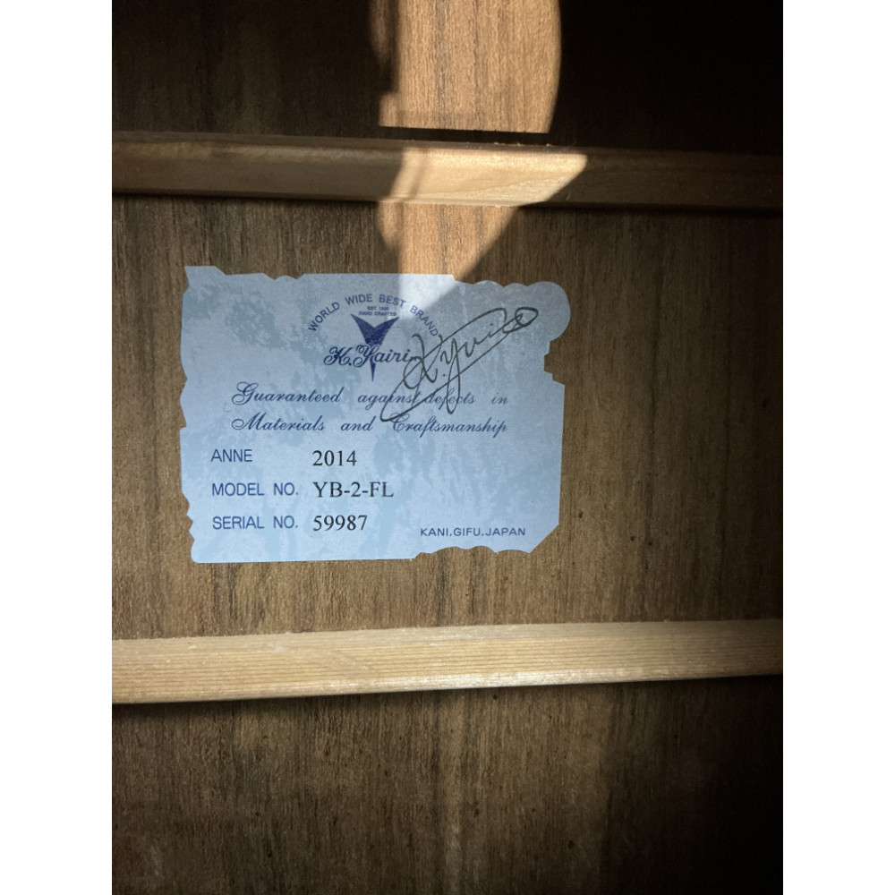 【中古】 K.YAIRI YB-2-FL NS 2014年製 フレットレス エレクトリックアコースティックベース ラベル