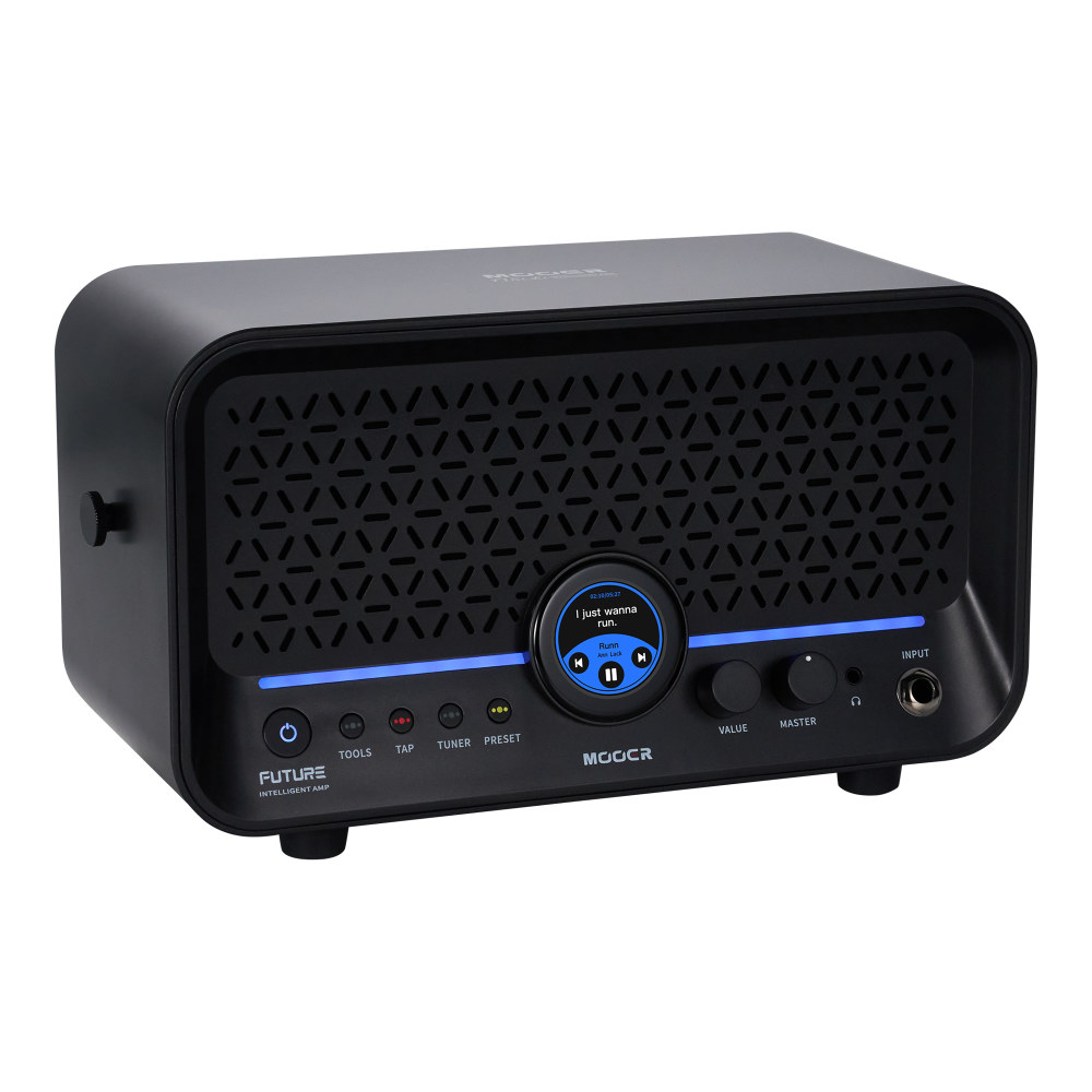 Mooer ムーアー F15i Li Phantom Black 小型ギターアンプ コンボアンプ タッチスクリーン搭載 デスクトップアンプ スピーカー 斜めアングル画像