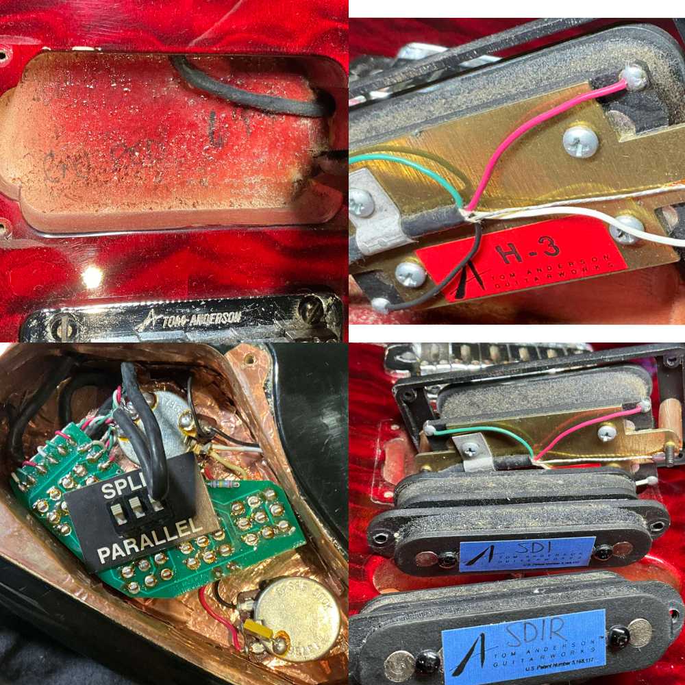 【中古】 エレキギター TOM ANDERSON Drop Top Quilt Cajun Red 1997年製 #695 3.26kg 軽量個体 トム アンダーソン キャビティ内部