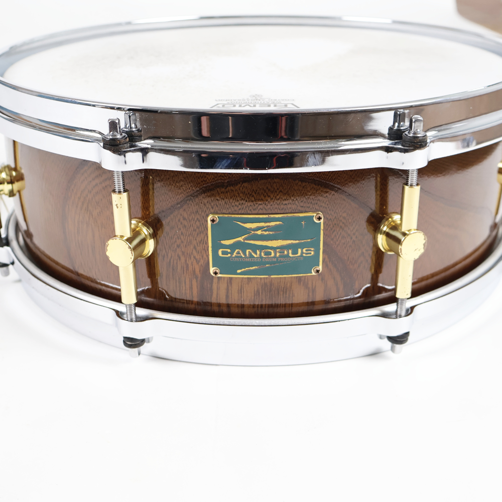 【中古】 スネアドラム カノウプス CANOPUS HS-1450 Zelkova Snare Drum 14x5 ゼルコバ 単板くりぬき胴スネア ロゴ