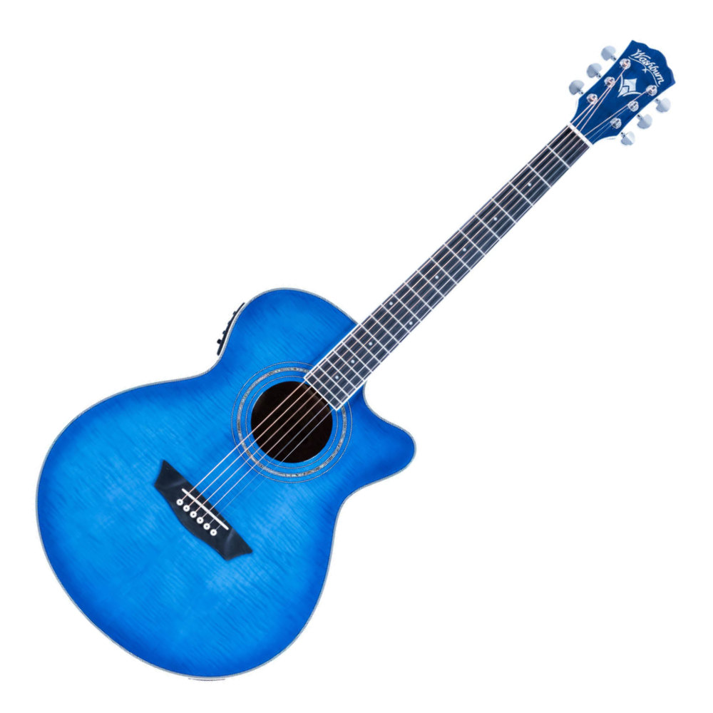 Washburn ワッシュバーン EA15 FLAME TRANSPARENT BLUE エレクトリックアコースティックギター