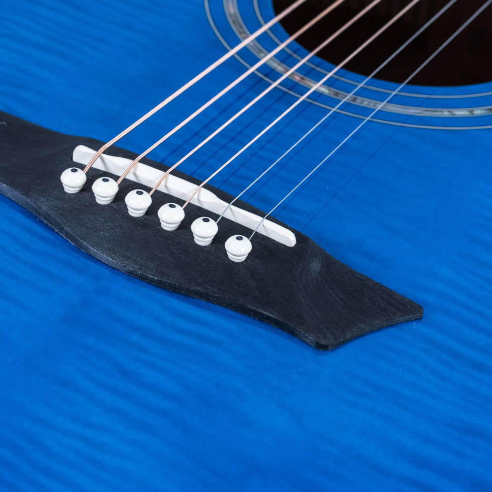 Washburn ワッシュバーン EA15 FLAME TRANSPARENT BLUE エレクトリックアコースティックギター ブリッジ画像