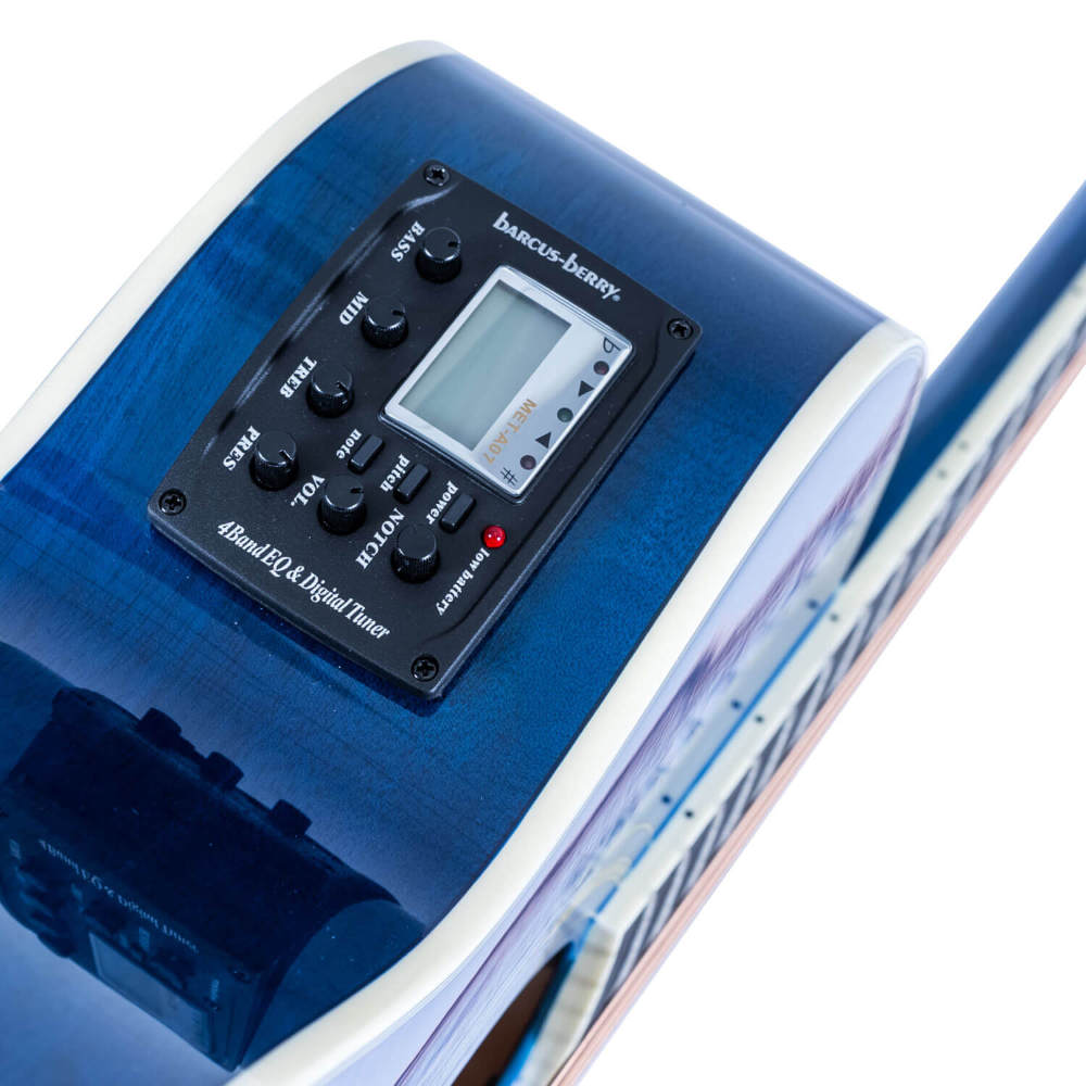 Washburn ワッシュバーン EA15 FLAME TRANSPARENT BLUE エレクトリックアコースティックギター プリアンプ画像