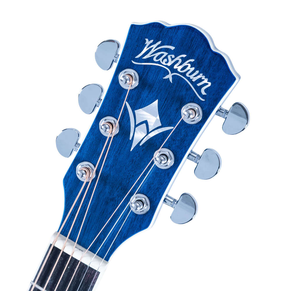 Washburn ワッシュバーン EA15 FLAME TRANSPARENT BLUE エレクトリックアコースティックギター ヘッド画像