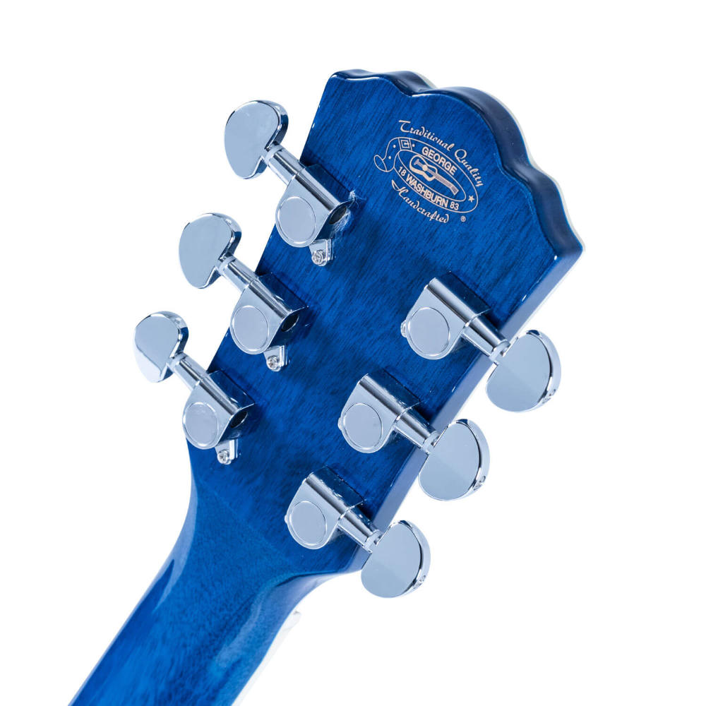 Washburn ワッシュバーン EA15 FLAME TRANSPARENT BLUE エレクトリックアコースティックギター ヘッドバック画像