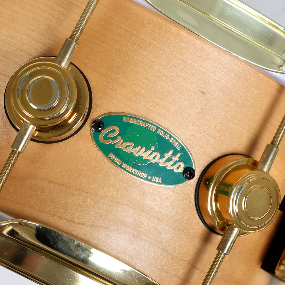 【中古】 スネアドラム dw Craviotto Green Badge Maple 14x5.5 単板メイプルシェル エンブレム