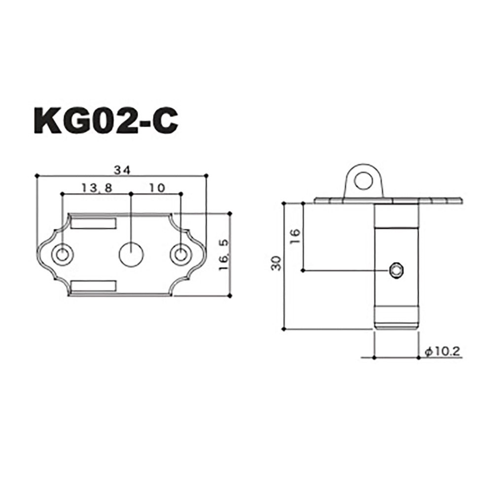 ゴトー GOTOH KG02-C-BB クラシックギター用ペグ KO-GAプレミアムライン 寸法図