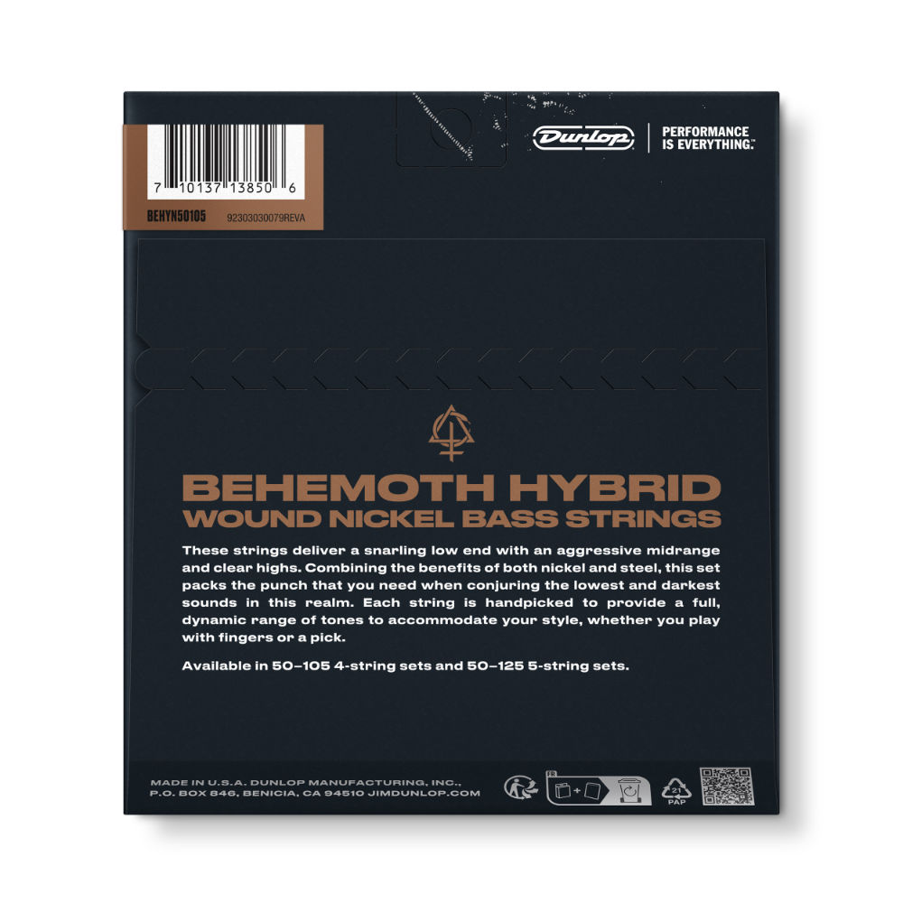 JIM DUNLOP ジムダンロップ BEHYN50105 Behemoth Hybrid Wound Nickel Bass Strings 50-105 エレキベース弦 背面画像