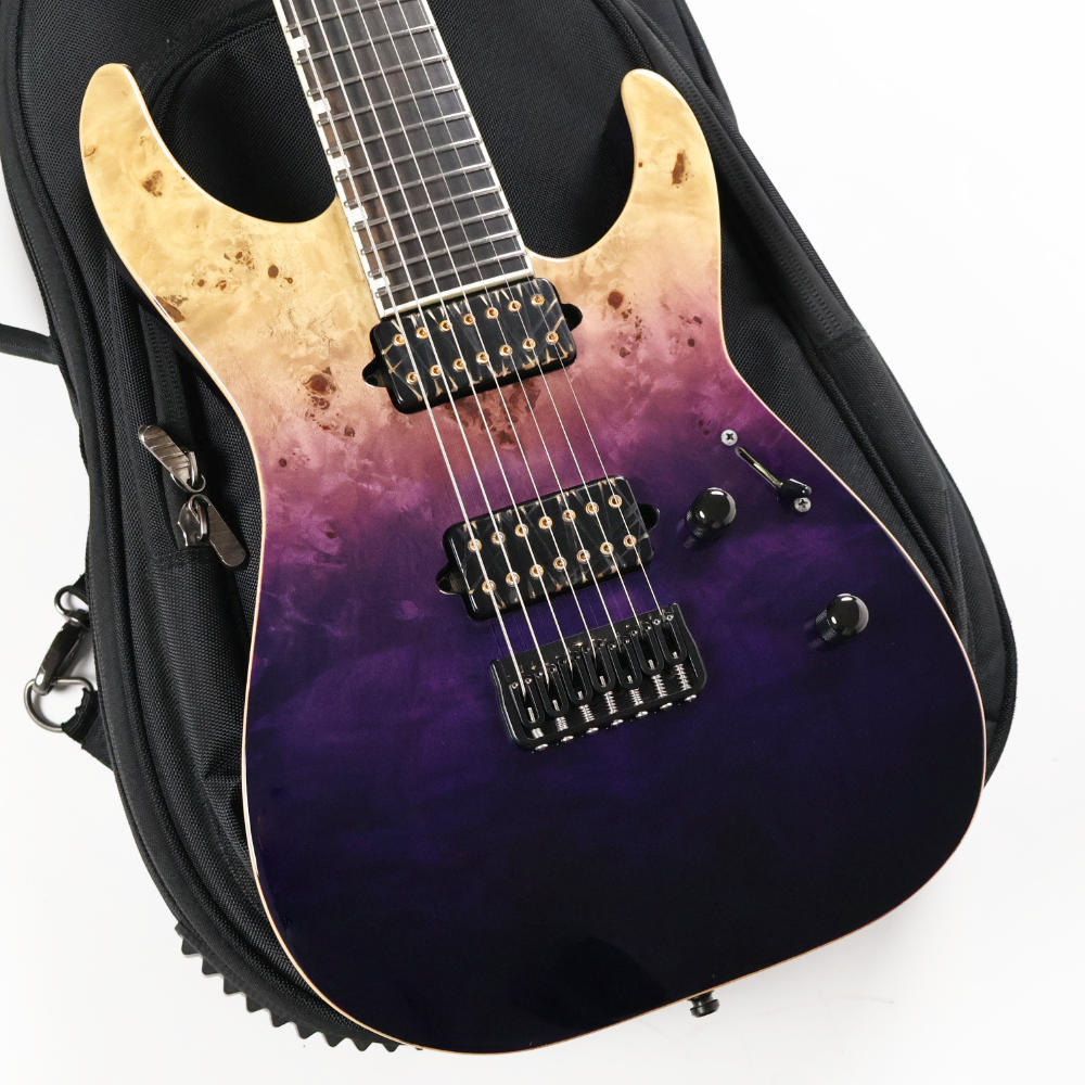 【中古】 7弦エレキギター ESP E-II SERIES M-II 7NT HS Purple Natural Fade Buckeye Burl Maple Top HIPSHOT FIXED ブリッジ搭載 2021年製 ボディ画像 