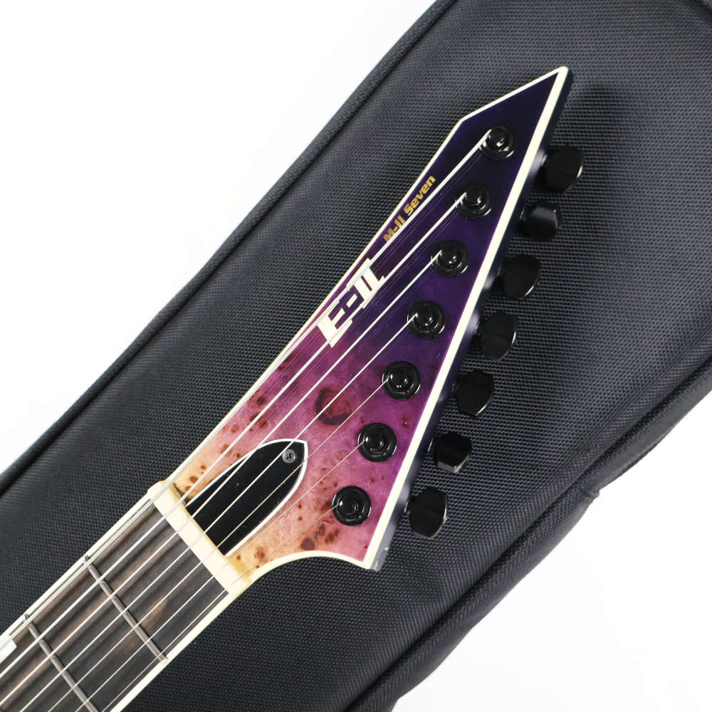 【中古】 7弦エレキギター ESP E-II SERIES M-II 7NT HS Purple Natural Fade Buckeye Burl Maple Top HIPSHOT FIXED ブリッジ搭載 2021年製 ヘッド画像
