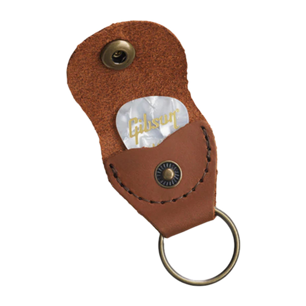 Gibson ギブソン AKYC-BRN Premium Leather Pickholder Keychain Brown ピックホルダーキーチェーン ピック収納イメージ