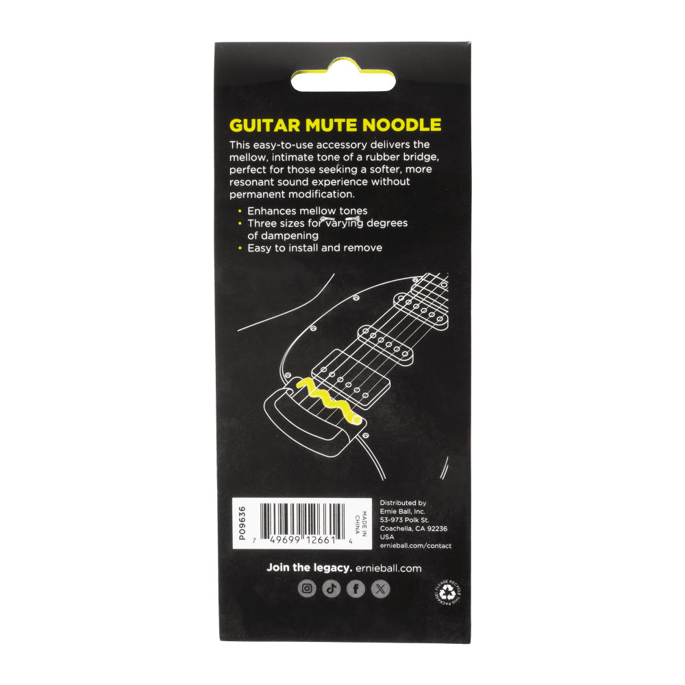 ERNIE BALL 9636 MUTE NOODLE GT P09636 MUTE NOODLE for Guitar ギター用ブリッジフォームミュート パッケージ裏画像