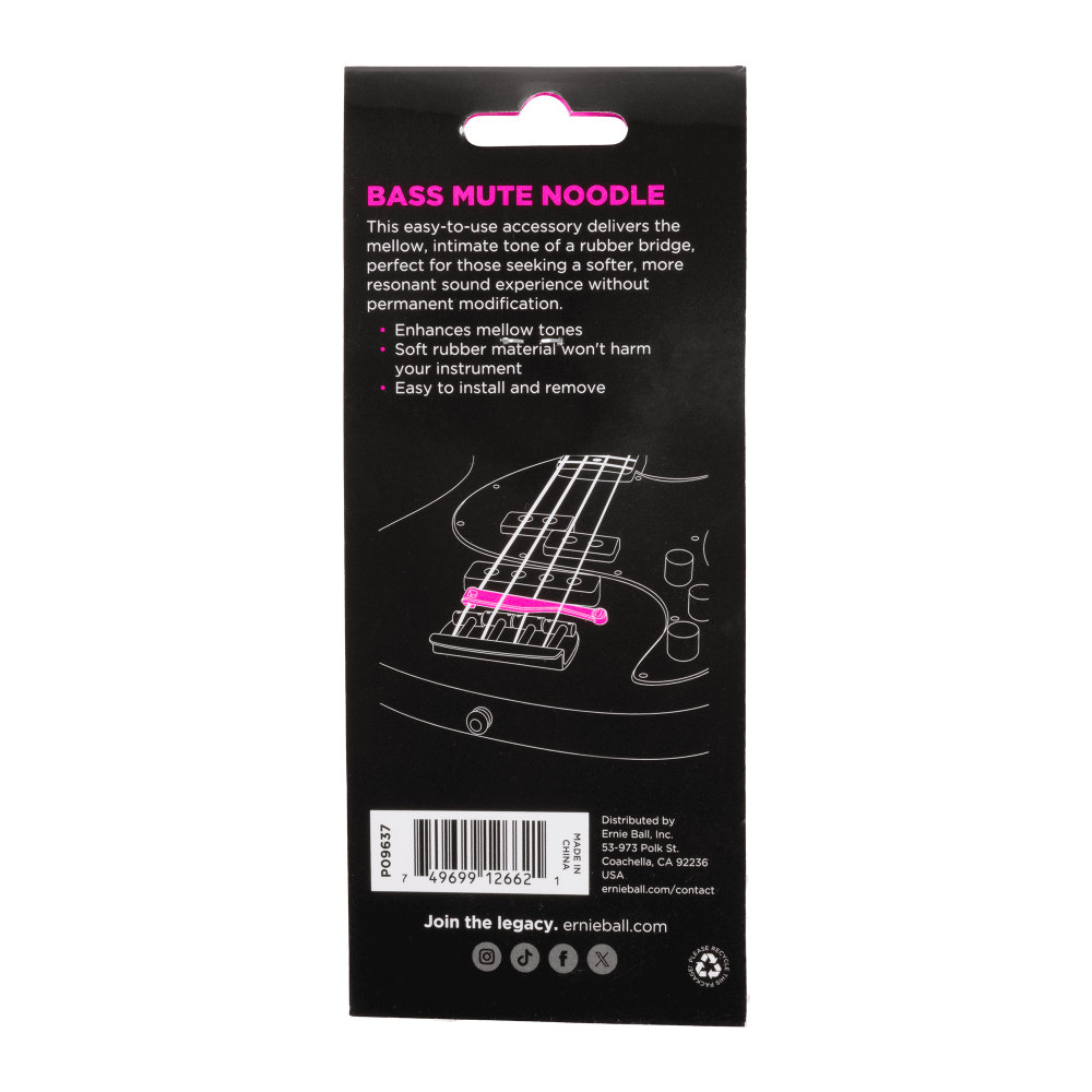 ERNIE BALL 9637 MUTE NOODLE BS P09637 MUTE NOODLE for Bass ベース用ブリッジフォームミュート パッケージ裏画像