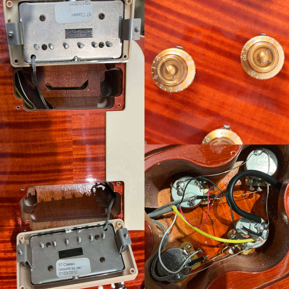 【中古】 エレキギター Gibson Custom Shop Les Paul Standard F Figured Trans Orange 2012年製 ギブソン レスポールスタンダード トランスオレンジ ピックアップ、ポット、ノブ