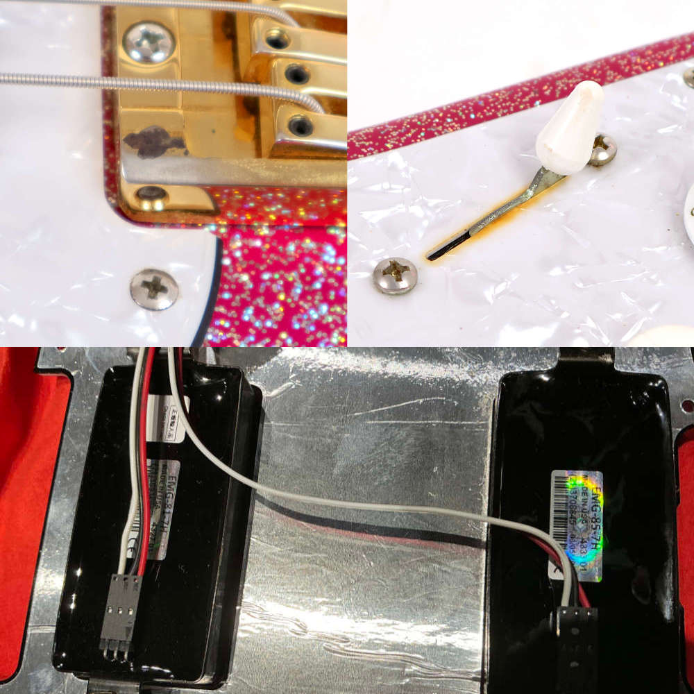 【中古】 エレキギター ESP SNAPPER-7 Ohmura Custom Twinkle Pink with EMG 大村孝佳氏モデル 7弦 EMG ツインクルピンク 錆、黄ばみ、ピックアップ