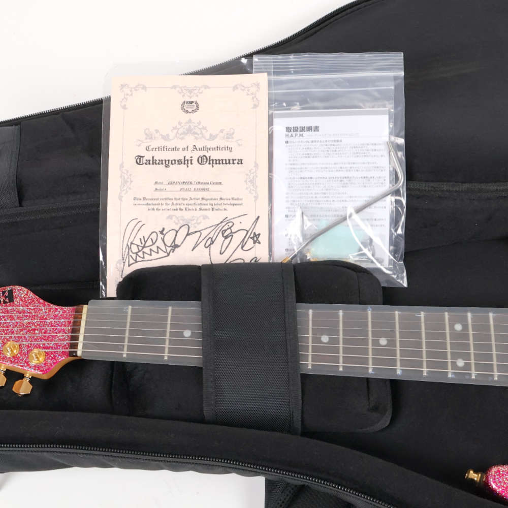 【中古】 エレキギター ESP SNAPPER-7 Ohmura Custom Twinkle Pink with EMG 大村孝佳氏モデル 7弦 EMG ツインクルピンク 付属品