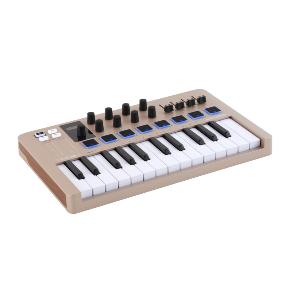 ARTURIA MiniLab 3 CHAMPAGNE シャンパーニュカラー USB/MIDIキーボード パッド コントローラー 【Analog Lab Intro他バンドルソフト付き】 左斜めアングル画像