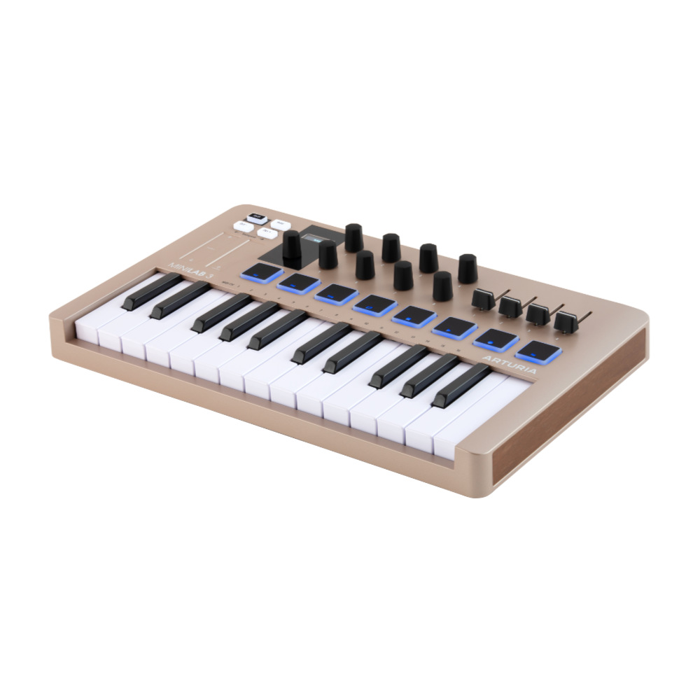ARTURIA MiniLab 3 CHAMPAGNE シャンパーニュカラー USB/MIDIキーボード パッド コントローラー 【Analog Lab Intro他バンドルソフト付き】 右斜めアングル画像