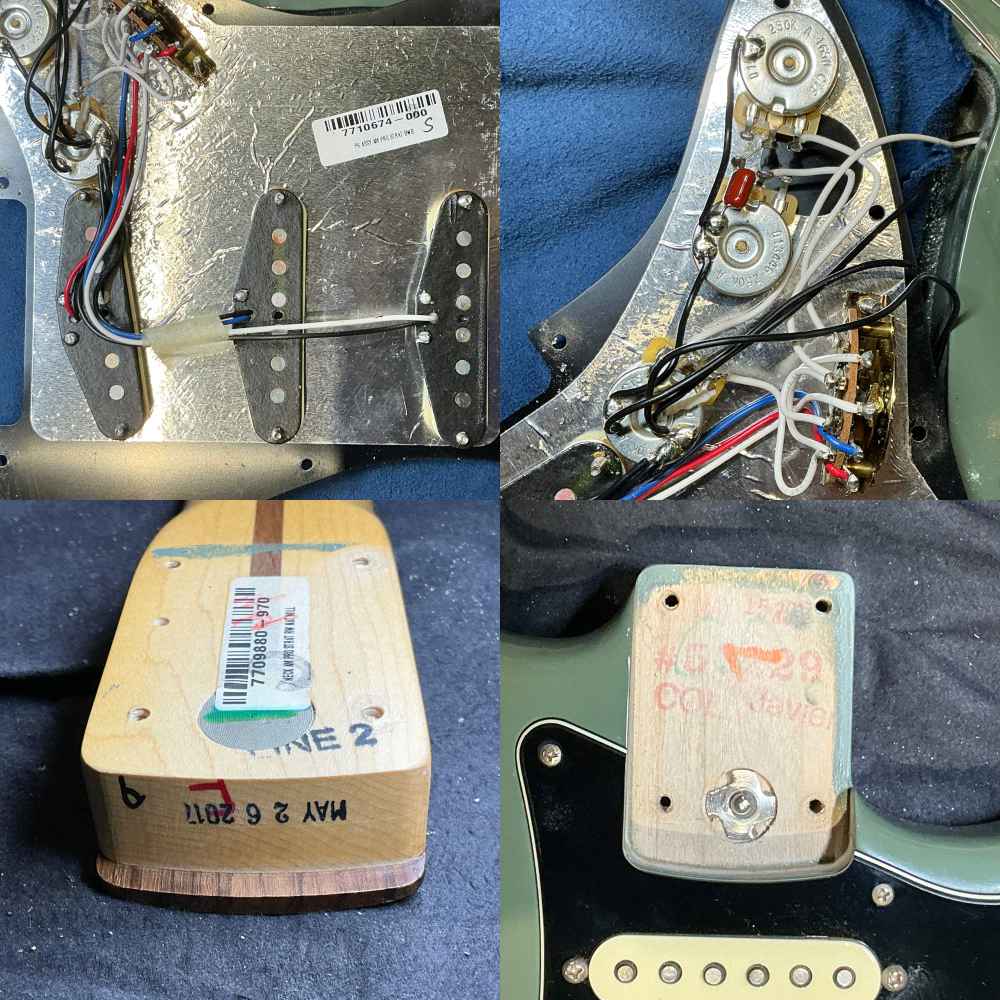 【中古】 エレキギター Fender American Professional Stratocaster Rosewood Fingerboard Antique Olive 2017年製 フェンダー アメリカンプロフェッショナルストラトキャスター 内部