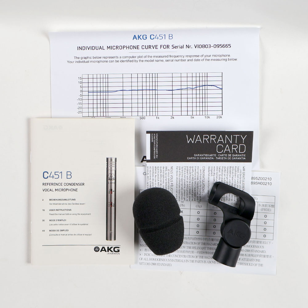 【中古】 マイク AKG C451B コンデンサーマイクロフォン 451 シゴイチ アカゲ 付属品