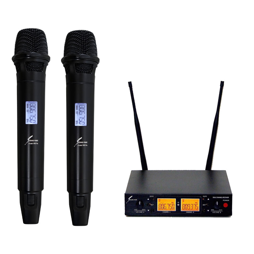 SOUND PURE サウンドピュア SPHv8011s-VDUAL ワイヤレスハンドマイク2本 ハーフサイズ受信機セット