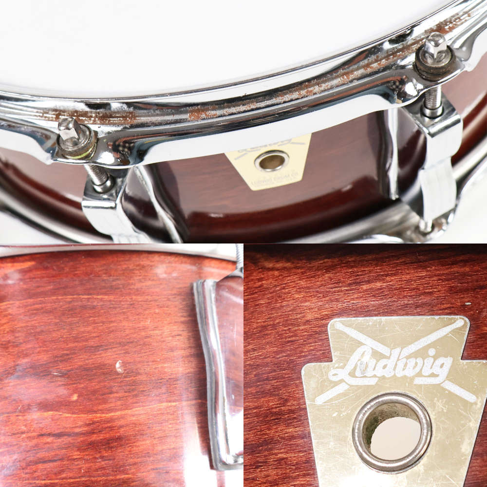 【中古】 スネアドラム ラディック Ludwig LS401 Classic Maple Mahogany Stain 14x5 傷
