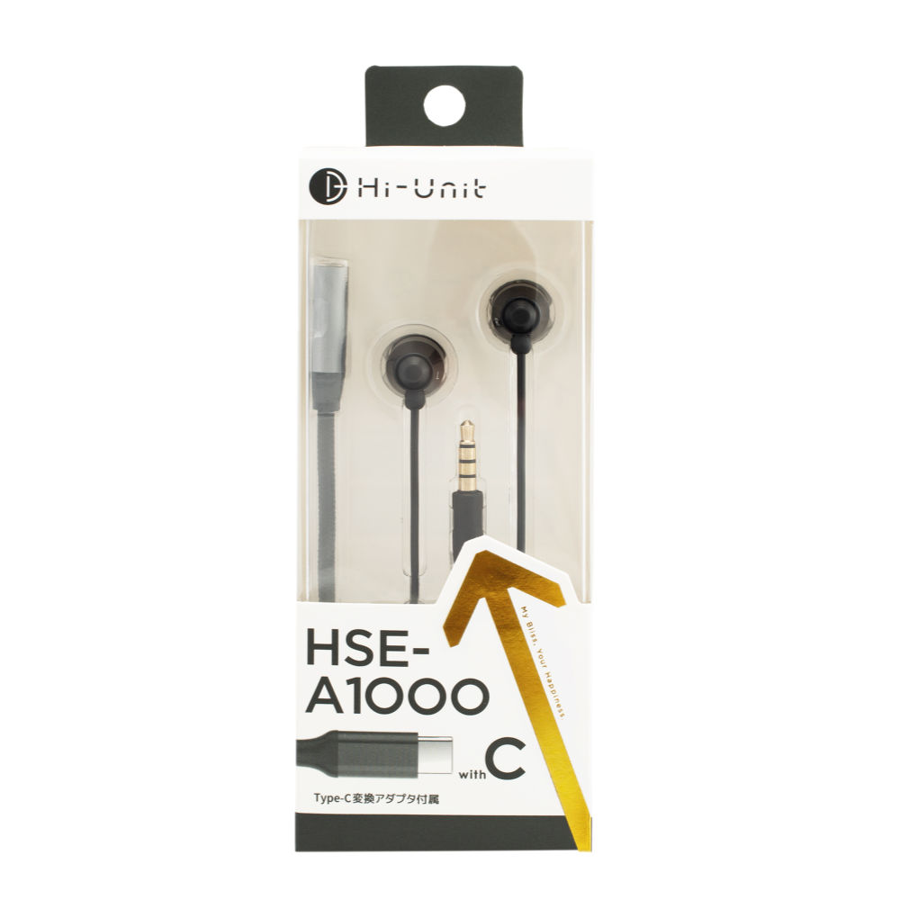 Hi-Unit ハイユニット HSE-A1000wC-BK リモコンマイク+変換アダプタ付 イヤホン ブラック
