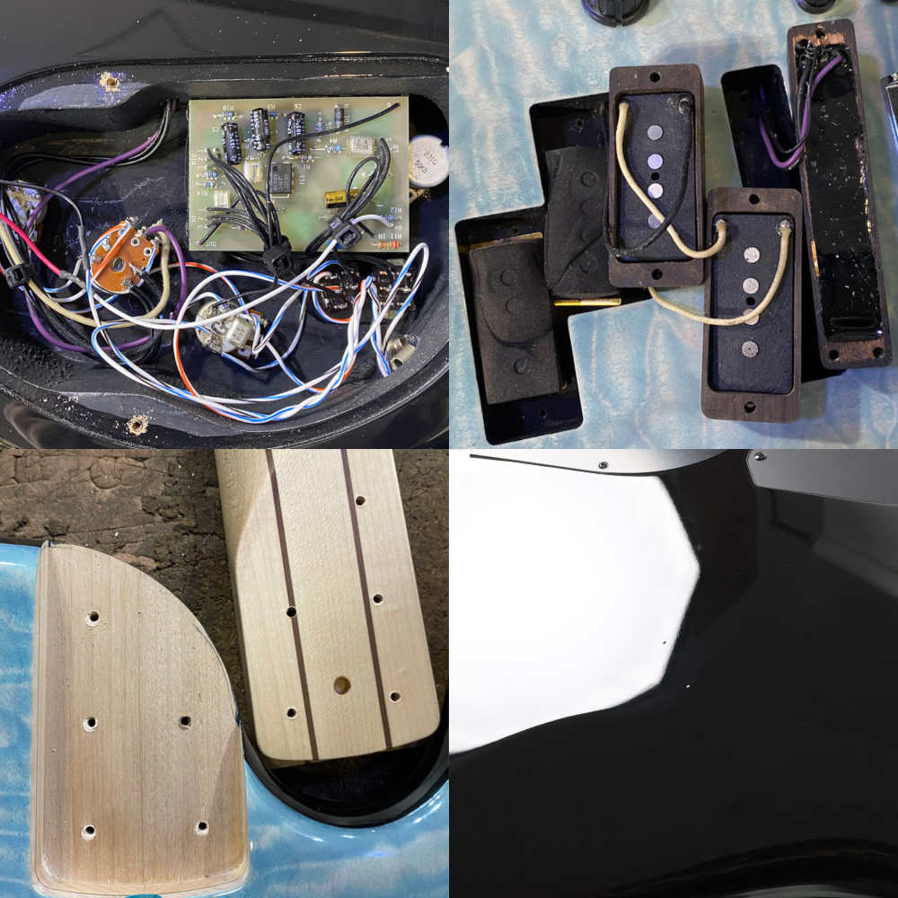 【中古】 dragonfly ドラゴンフライ CPS-5 CUSTOM QUILTED MAPLE 5A / ALDER TRANS LIGHT BLUE GROSS 4弦エレキベース 内部