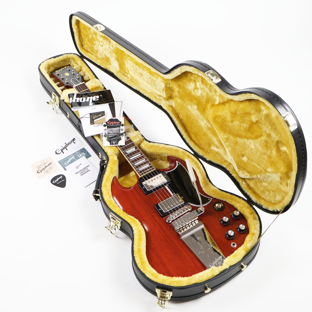 【中古】エレキギター Epiphone Inspired by Gibson Custom 1964 SG Standard with Maestro Vibrola Reissue Cherry Red 2024年製 エピフォン SG マエストロビブラート ケース