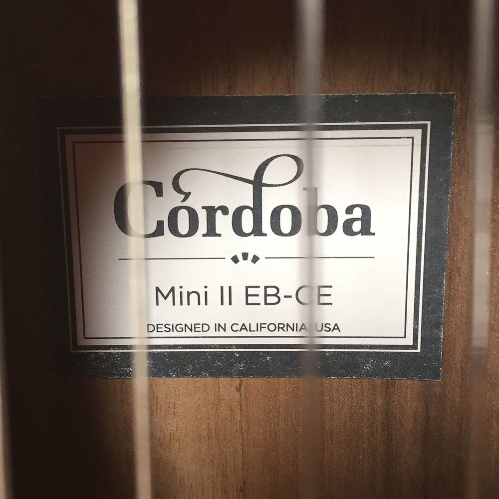 Cordoba コルドバ Mini II EB-CE ナイロン弦ギター エレクトリッククラシックギター ラベル