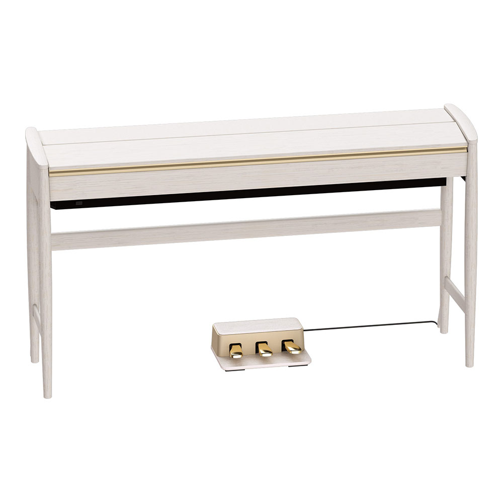 【組立設置無料サービス中】 ROLAND KF-20-KS 電子ピアノ ピアノ椅子付き シアーホワイト KIYOLAシリーズ カリモク家具製キャビネット 全体