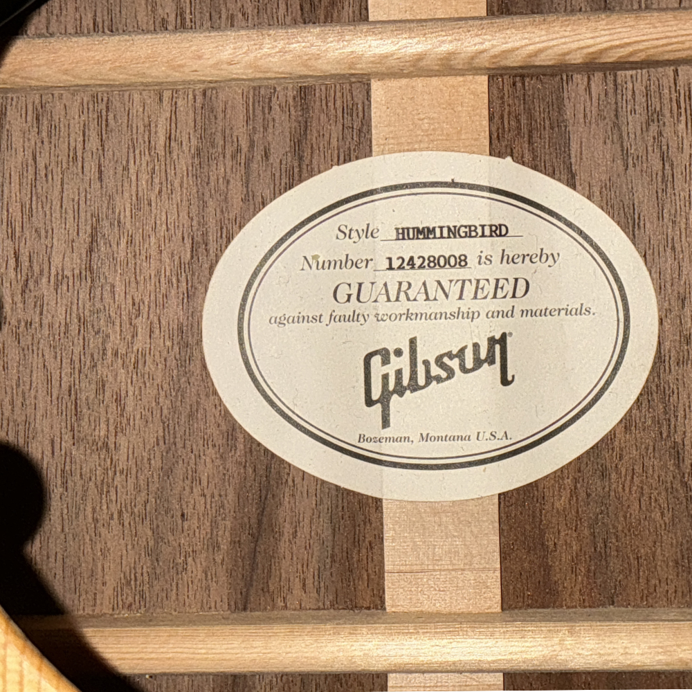 【中古】 アコースティックギター Gibson Hummingbird Sustainable 2019 Antique Natural 2019年製 ギブソン ハミングバード サスティナブル 環境に配慮したウッド材を使用したコンセプトモデル 詳細画像