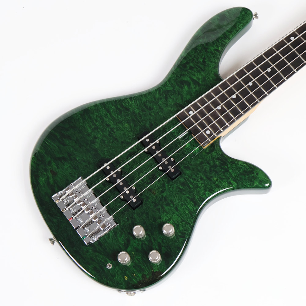 【中古】Crews Maniac Sound クルーズ マニアックサウンド GTN 5 Burl. JJ See-throught green 2008年製 5弦エレキベース ボディトップ