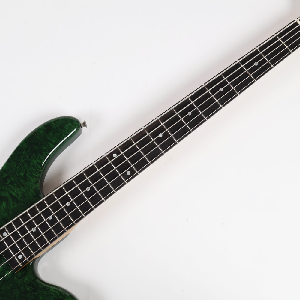 【中古】Crews Maniac Sound クルーズ マニアックサウンド GTN 5 Burl. JJ See-throught green 2008年製 5弦エレキベース 指板