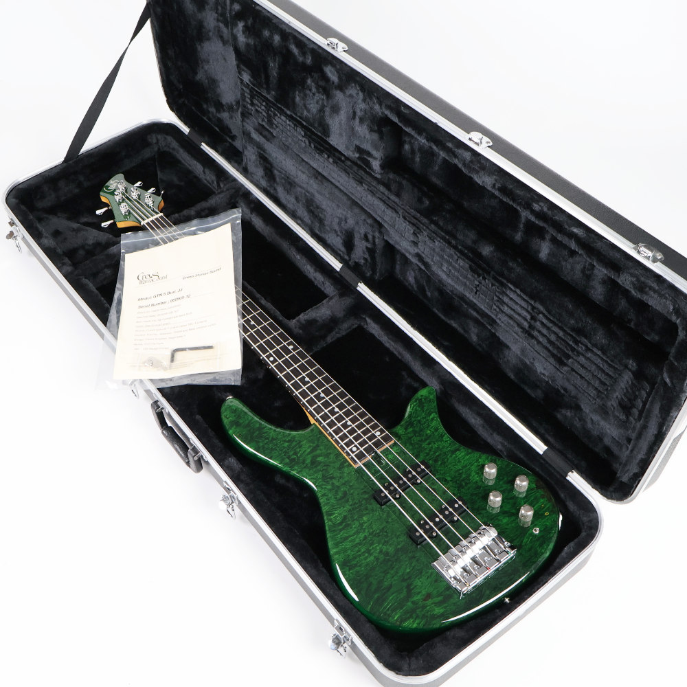 【中古】Crews Maniac Sound クルーズ マニアックサウンド GTN 5 Burl. JJ See-throught green 2008年製 5弦エレキベース ケース