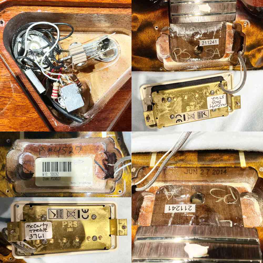 【中古】 エレキギター PRS Private Stock Santana II Tiger Eye Burst #4527 2014年製 3.92kg ハカランダネック ハカランダ指板 Paul Reed Smith Brazilian Rosewood Neck & FingerBoard 内部 