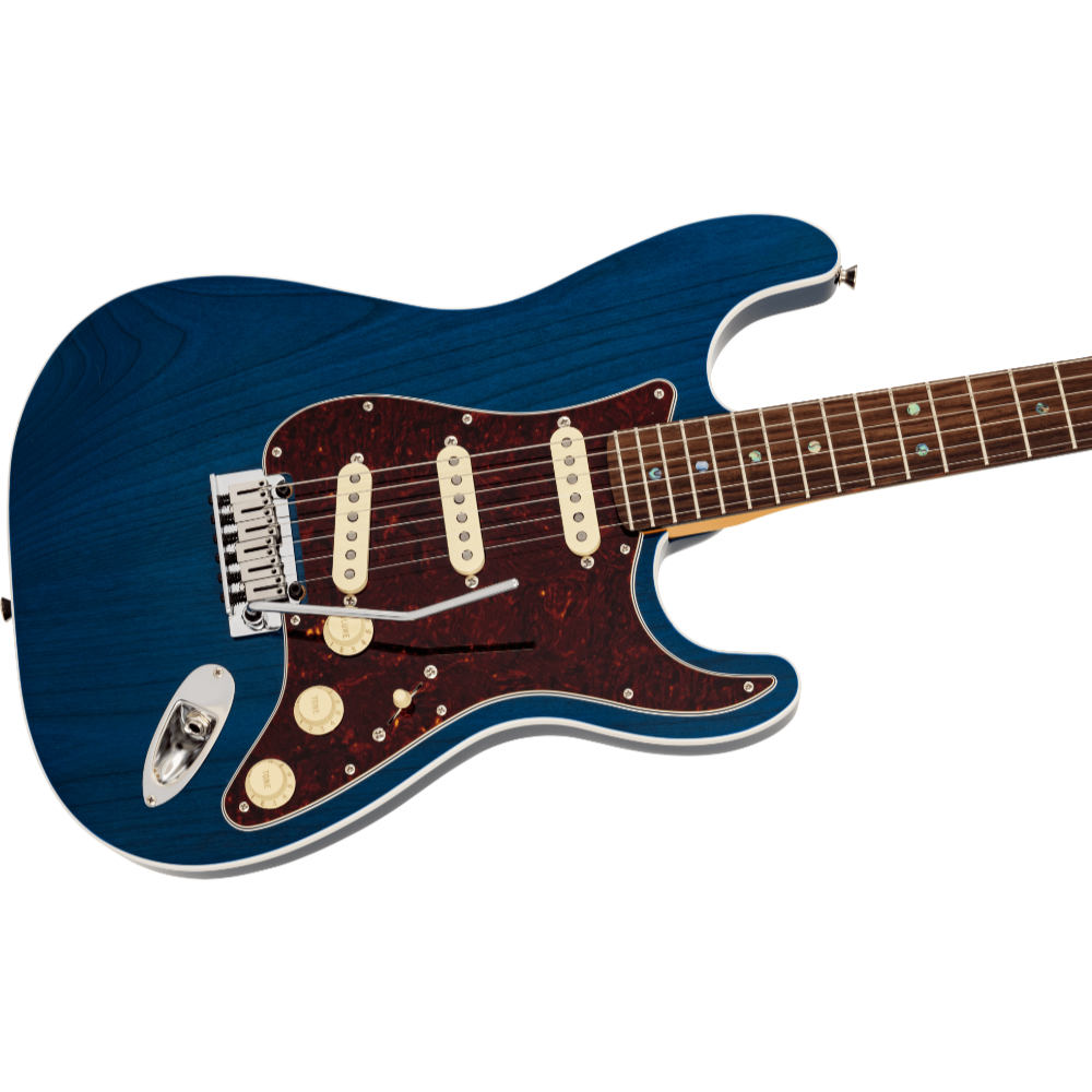 Fender フェンダー Made in Japan Limited Active Modern Stratocaster RW Sapphire Blue Trans エレキギター ストラトキャスター ボディ斜めアングル画像
