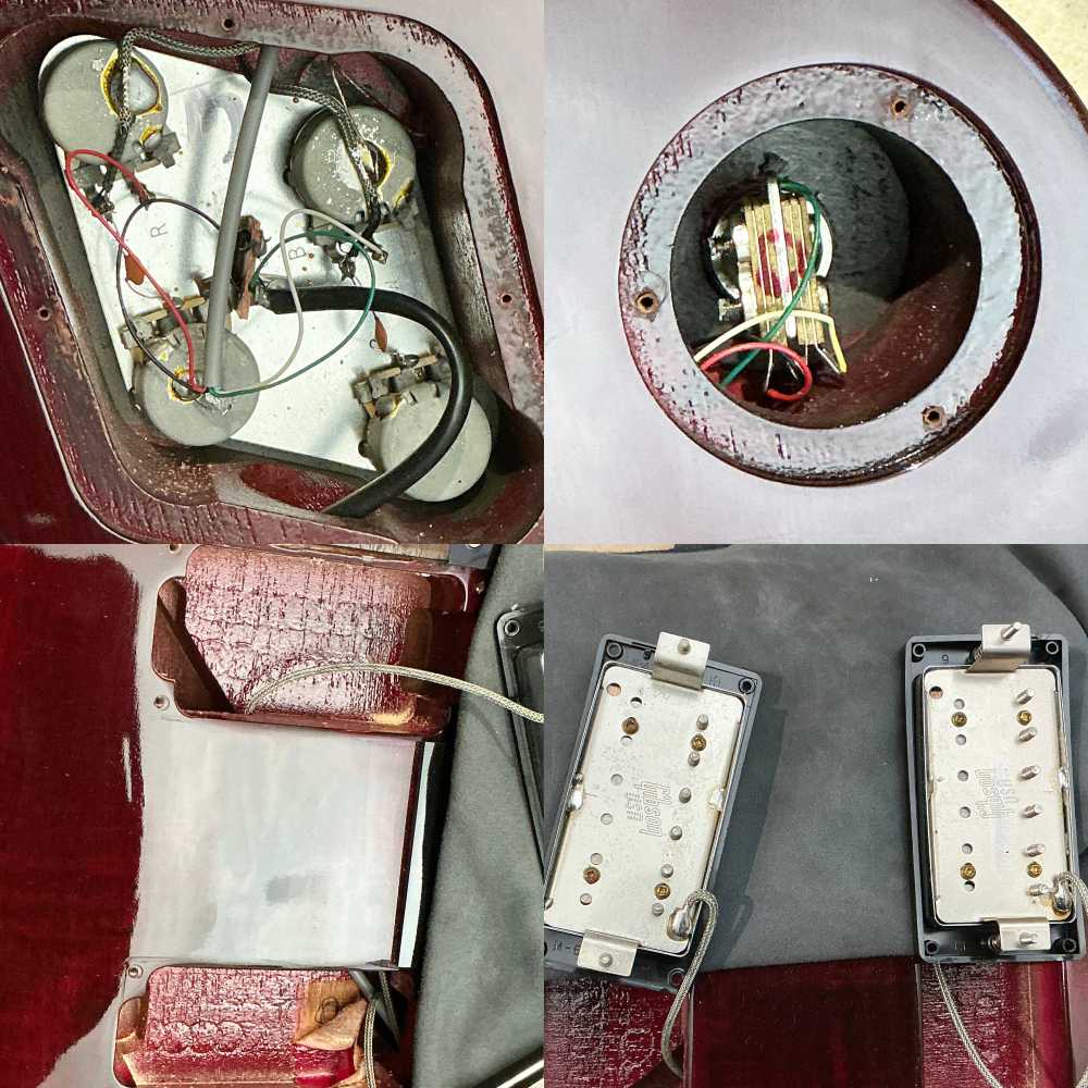 【中古】 エレキギター GIBSON Les Paul Studio Wine Red 2002年製 ケース取っ手破損あり ギブソン レスポール スタジオ ワインレッド 内部