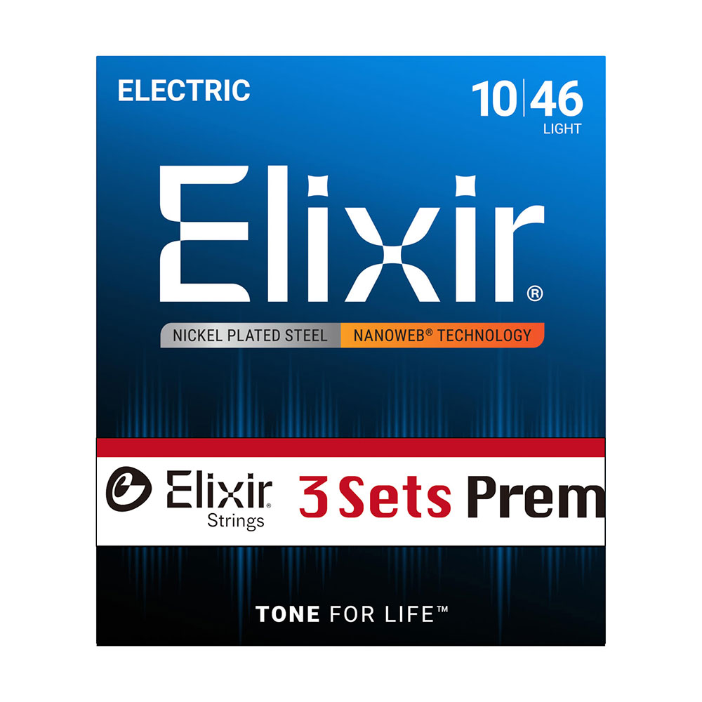 【3セットパック】 ELIXIR 16567 12052 BonusPack (2+1FREE) NANOWEB Light 10-46 エレキギター弦 3セットボーナスパック