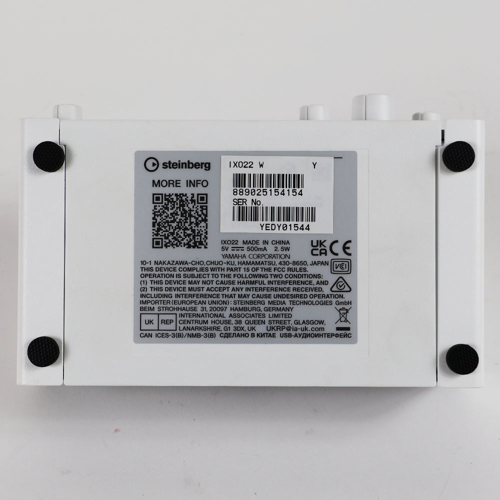 【中古】 Steinberg スタインバーグ IXO22 W USBオーディオインターフェース イグゾー ホワイト 本体画像 裏