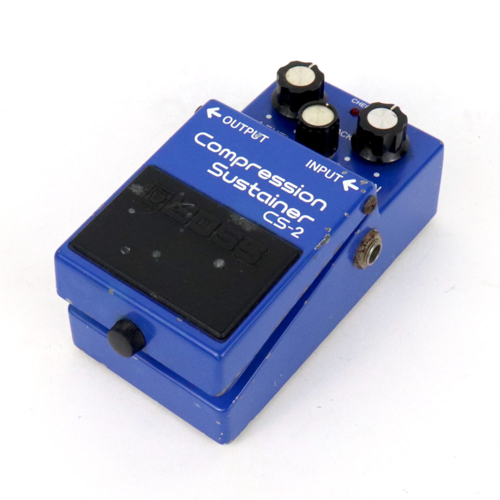 【中古】コンプレッサー エフェクター BOSS CS-2 Compression Sustainer Made in Japan ギターエフェクター 斜めアングル画像