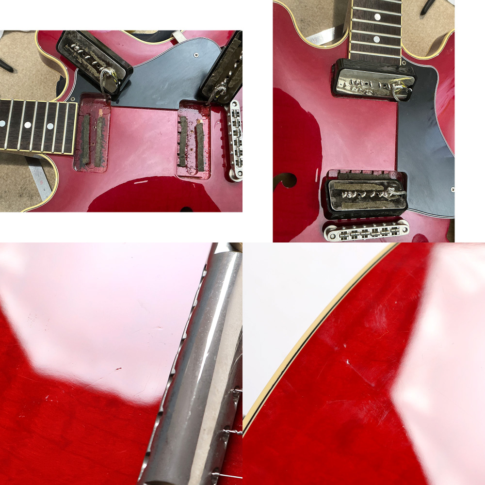 【中古】 エレキギター Fujigen Masterfield MSA-SP Cherry フジゲン マスターフィールド セミアコースティック P-90タイプピックアップ搭載 ピックアップ、傷など