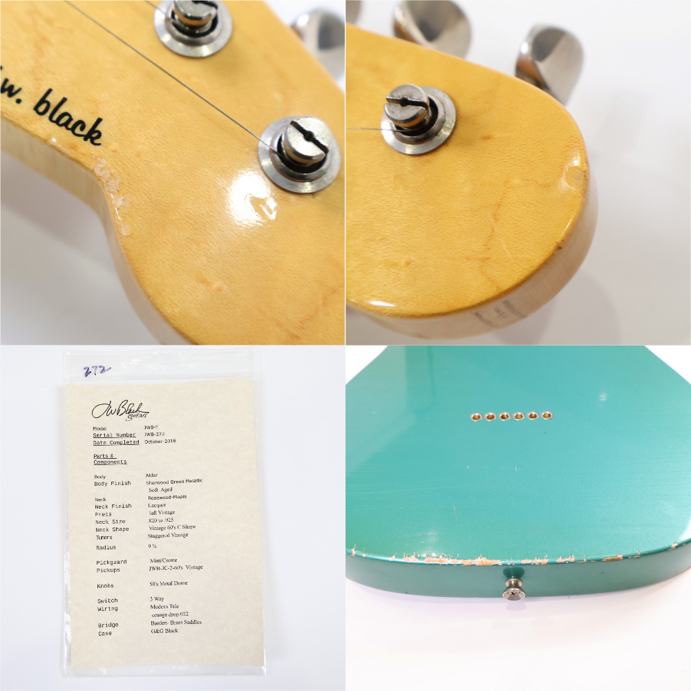 【中古】 エレキギター J.W.Black Guitars JWB-T Alder Rosewood FB Soft Aged Sherwood Green Metalic 2016年製 JWブラック 日本製 TLスタイル 3.12kg 軽量個体 詳細画像