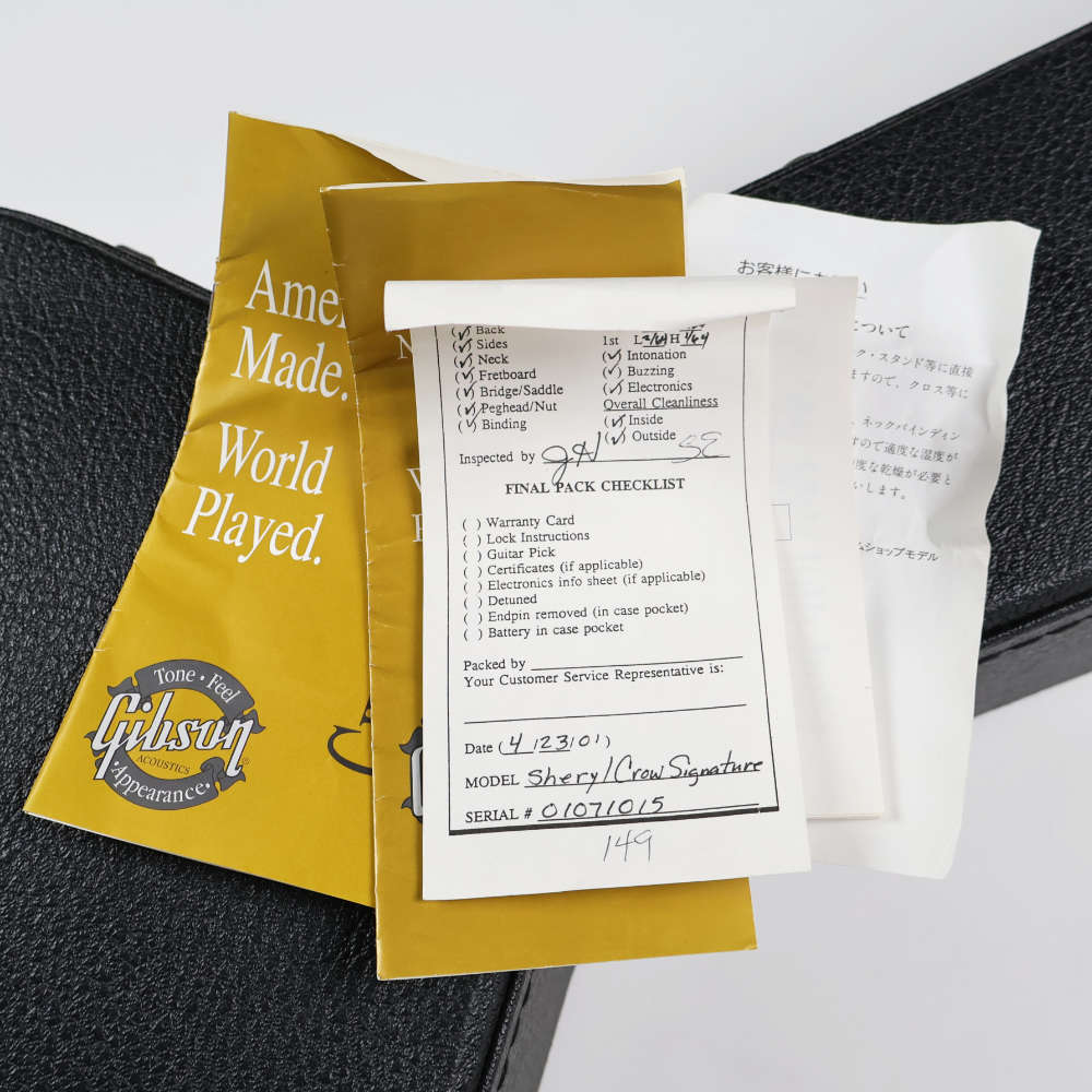 【中古】 アコースティックギター Gibson Sheryl Crow Signature Model Country Western No. 392 of 400 サイン入りラベル ギブソン シェリル・クロウモデル カントリーウェスタン 付属品画像
