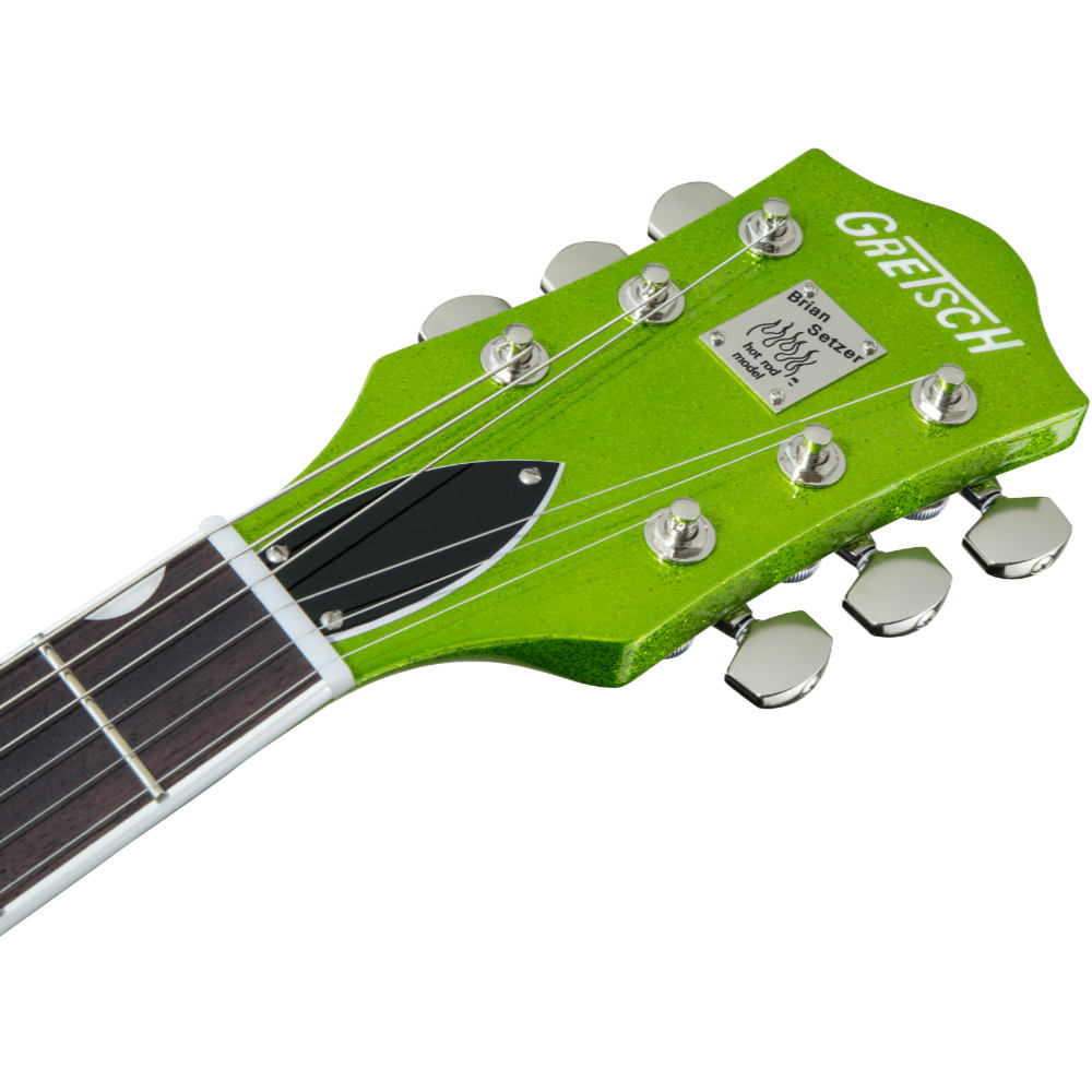 GRETSCH グレッチ G6120T-HR Brian Setzer Signature Hot Rod Hollow Body with Bigsby Extreme Coolant Green Sparkle エレキギター ヘッド画像