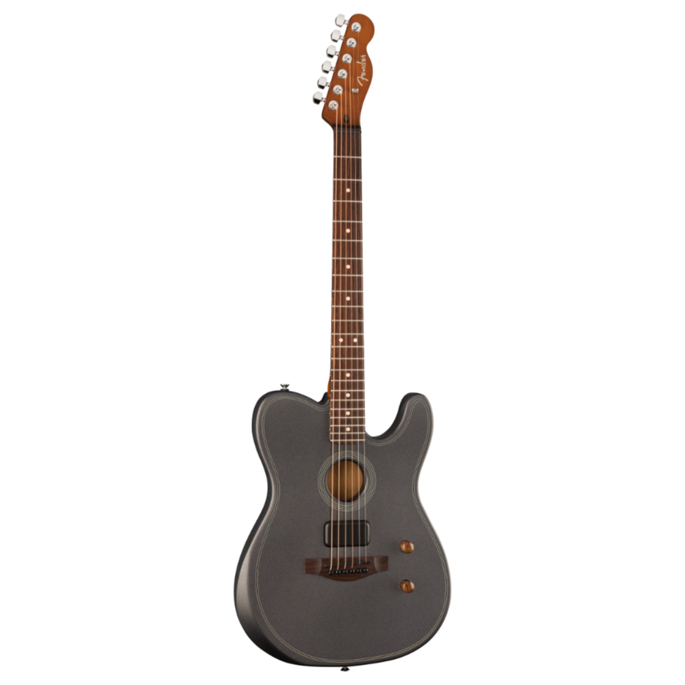 Fender フェンダー FSR Acoustasonic Standard Telecaster Charcoal Frost Metallic エレクトリックアコースティックギター 斜めアングル画像