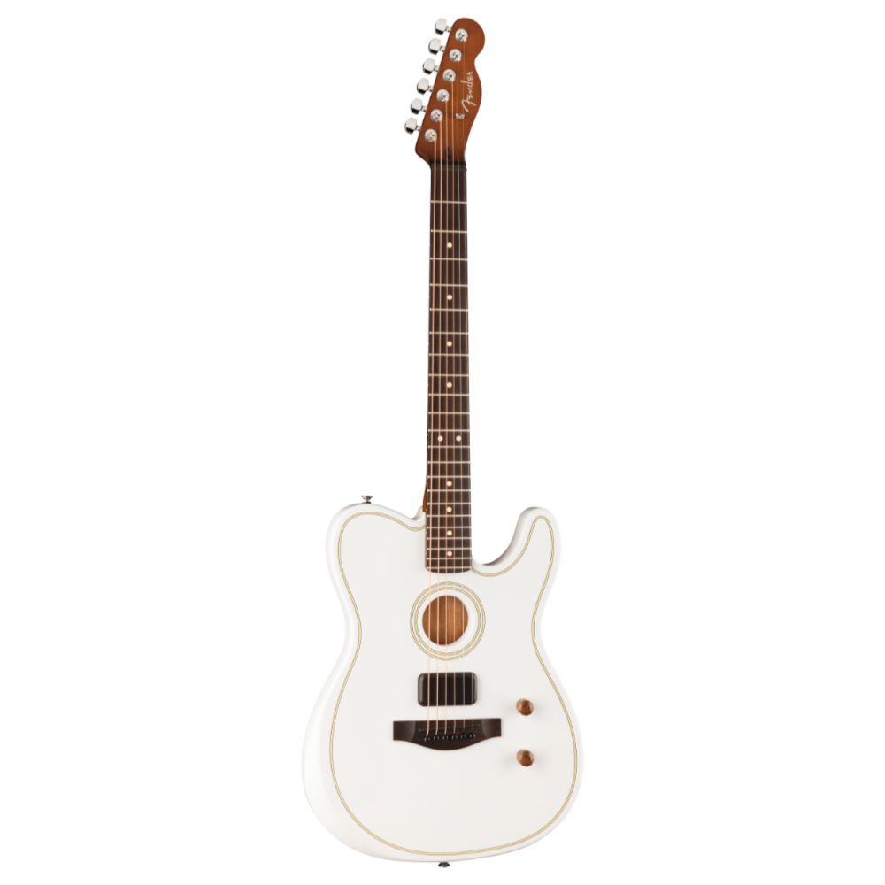 Fender フェンダー FSR Acoustasonic Standard Telecaster Arctic Gold エレクトリックアコースティックギター 斜めアングル画像