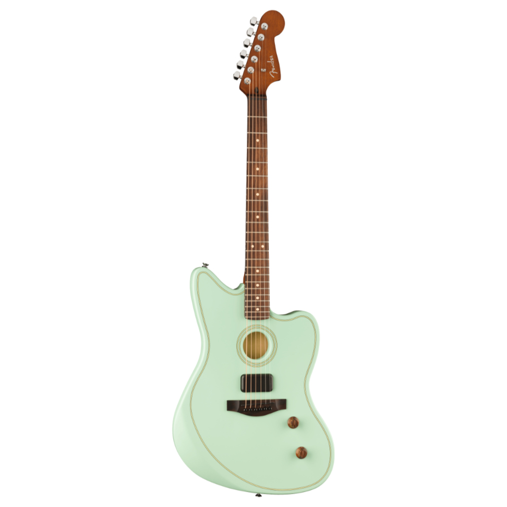Fender フェンダー FSR Acoustasonic Standard Jazzmaster Surf Green エレクトリックアコースティックギター 斜めアングル画像