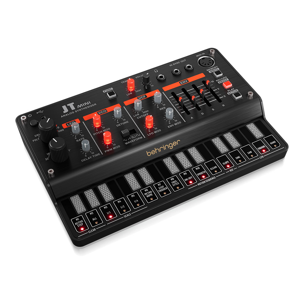 BEHRINGER JT MINI シンセサイザー 3VCO/マルチモードVCF/アルペジエーター/16ステップモーションシーケンサー搭載 全体